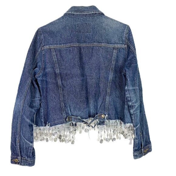 NWT Urban Outfitters Urban Renewal Remade Coin Trim Denim Jacket Medium/Large - Picture 8 of 12